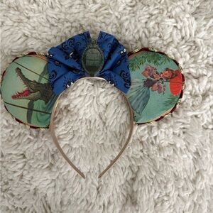 Disney Haunted Mansion Themed Ear Headband with Blue Bow